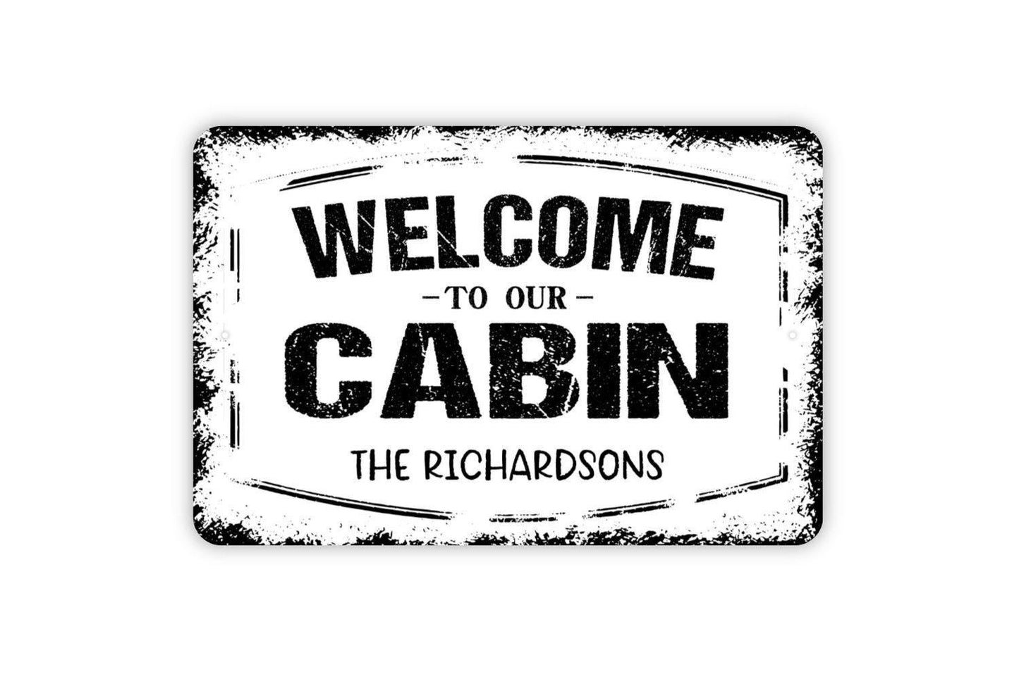 Personalized Welcome To Our Cabin Sign | Custom Rustic Farmhouse Wall Sign for Lake House, Lodge, or Vacation Home | Metal or Vinyl Décor