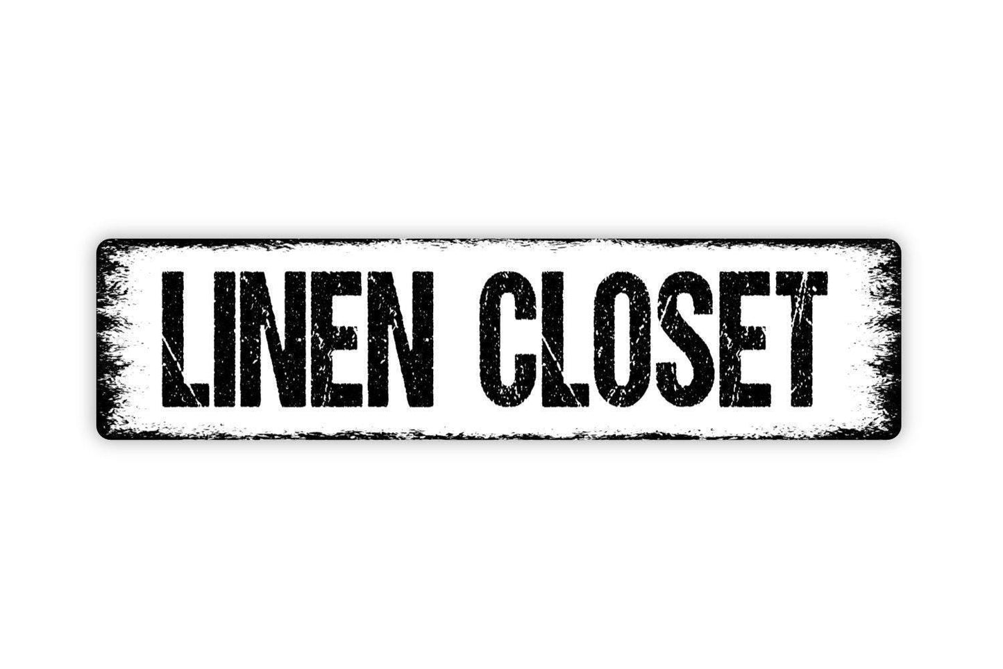 Linen Closet Sign | Rustic Farmhouse Bathroom or Laundry Room Wall Sign | Country Style Metal Sign or Vinyl Sticker Home Organization Décor