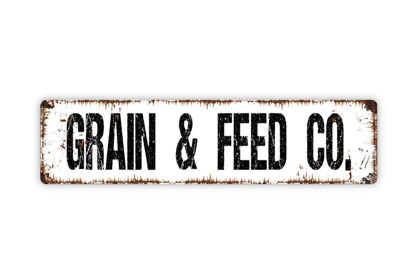 Grain and Feed Company Sign - Farmer Farmhouse Crops Dry Goods Vinyl Sticker Or  Street Metal Sign or Door Name Plate Plaque