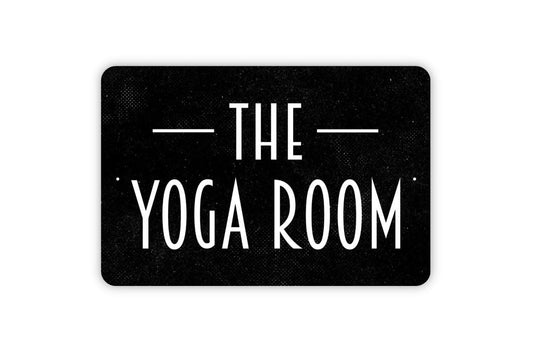The Yoga Room Sign | Rustic Wellness Wall Sign for Home Studio, Gym, or Spa | Farmhouse Style Metal Sign or Vinyl Sticker Meditation Décor