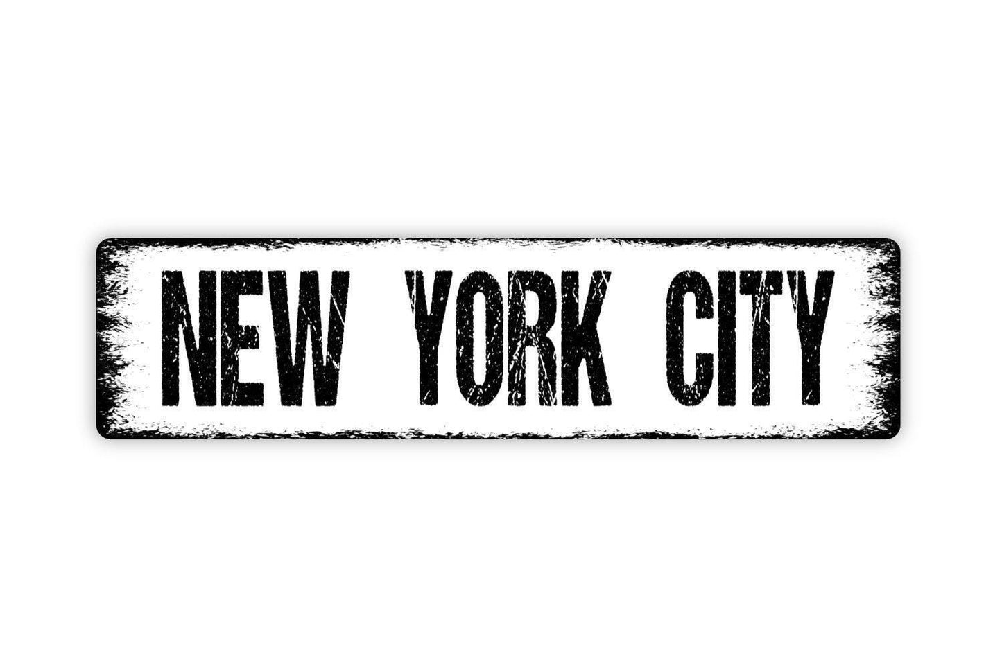 New York City Sign | Rustic Wall Decor | NYC Skyline Travel Souvenir Apartment Dorm Office Wall Art | Metal Sign or Vinyl Sticker