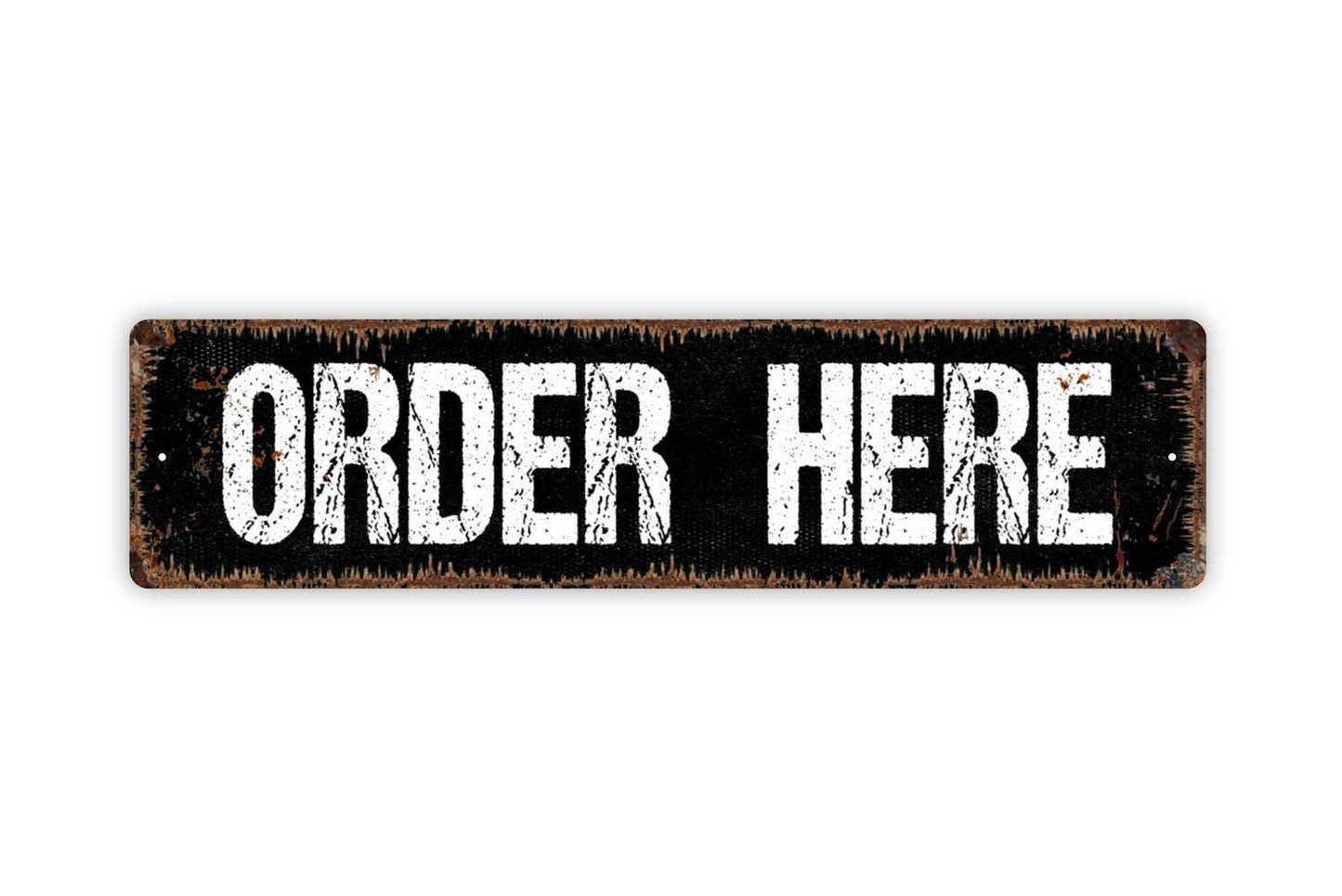Order Here Sign - Metal Vinyl Sticker Or  Street Sign or Door Name Plate Plaque