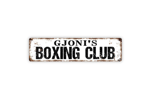 Personalized Boxing Club Sign | Custom Gym Training Room Wall Decor | Rustic Boxing Wall Art | Metal Sign or Vinyl Sticker