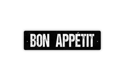 Bon Appetit Sign | French Kitchen Decor | Rustic Dining Room Cafe Bistro Wall Art | Farmhouse Cooking Sign | Metal Sign or Vinyl Sticker