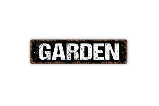 Garden Sign | Rustic Outdoor Wall Decor | Farmhouse Yard or Patio Sign | Custom Metal Sign or Vinyl Sticker | Cottage or Lawn Wall Art