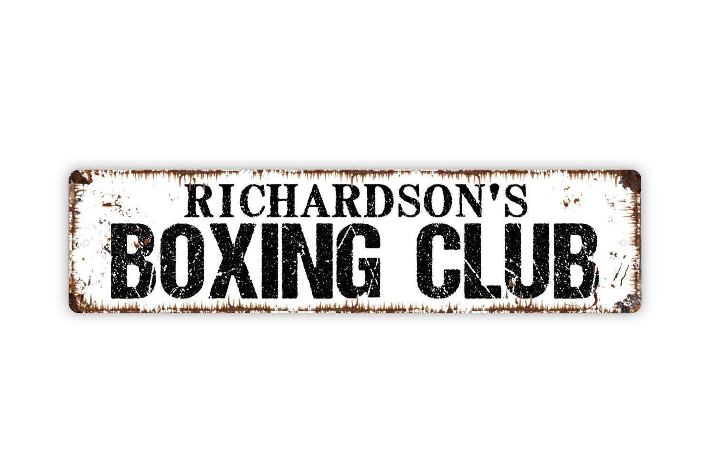 Personalized Boxing Club Sign | Custom Gym Training Room Wall Decor | Rustic Boxing Wall Art | Metal Sign or Vinyl Sticker