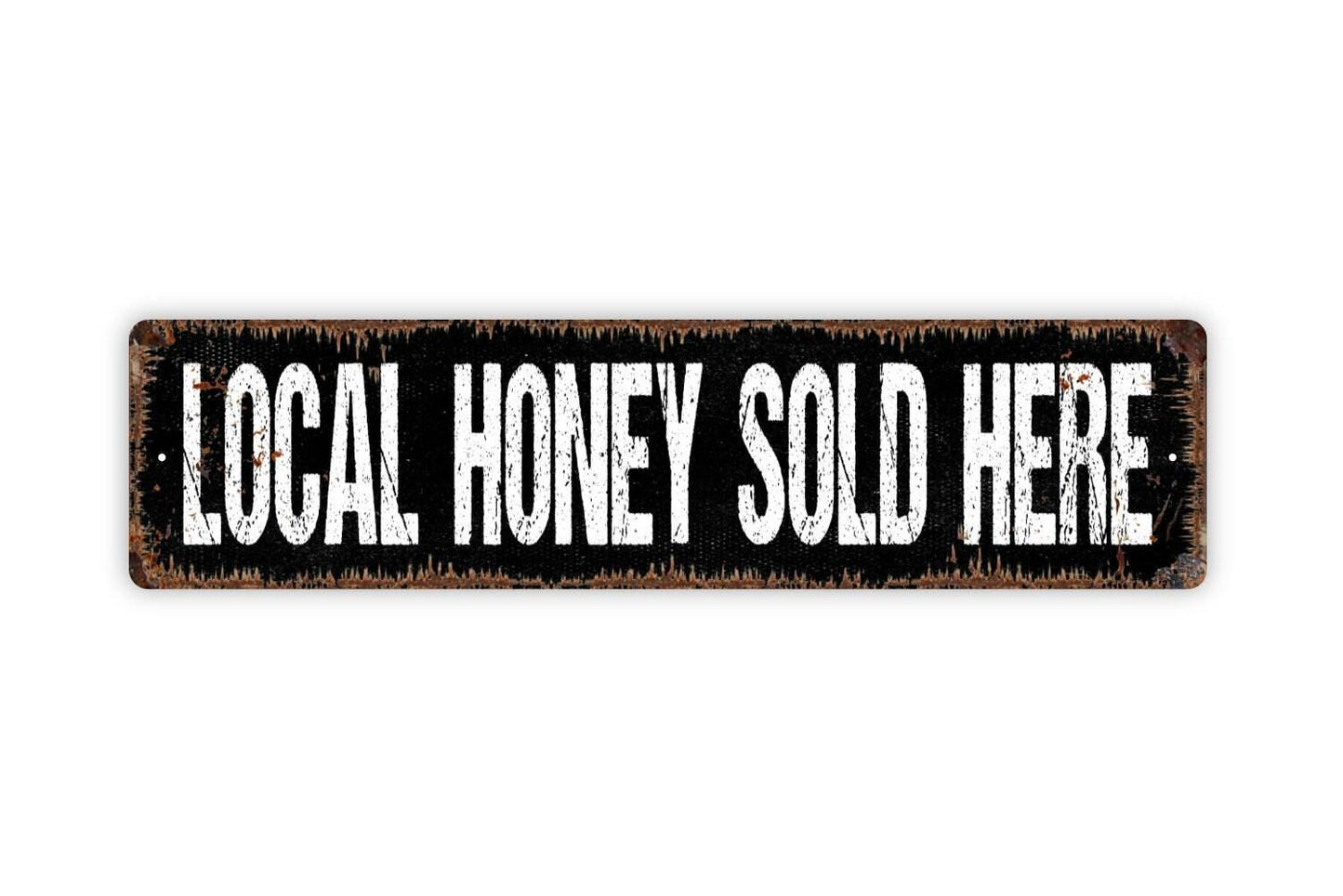 Local Honey Sold Here Sign - For Sale Farm Fresh Bumble Bee Honey Beehive Vinyl Sticker Or  Street Metal Sign or Door Name Plate Plaque