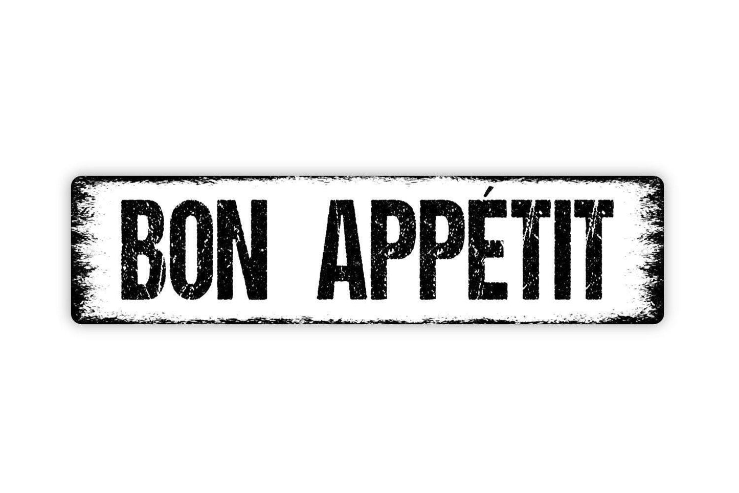 Bon Appetit Sign | French Kitchen Decor | Rustic Dining Room Cafe Bistro Wall Art | Farmhouse Cooking Sign | Metal Sign or Vinyl Sticker
