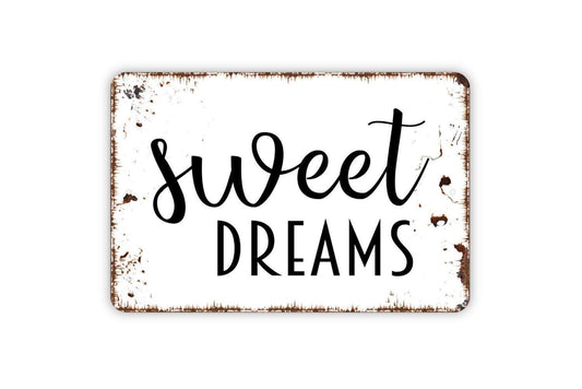 Sweet Dreams Sign – Bedroom Wall Art – Rustic Kids Room or Nursery Sign – Inspirational Quote Wall Sign – Metal Sign or Vinyl Sticker