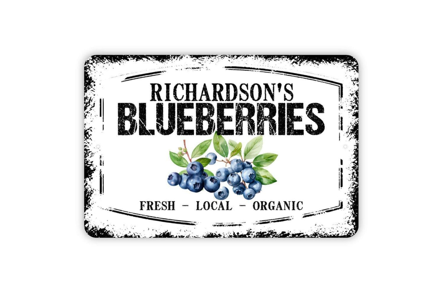 Personalized Blueberries Sign - Custom Your Name Blueberry Farm Garden Metal Sign Wall Art Indoor Or Outdoor