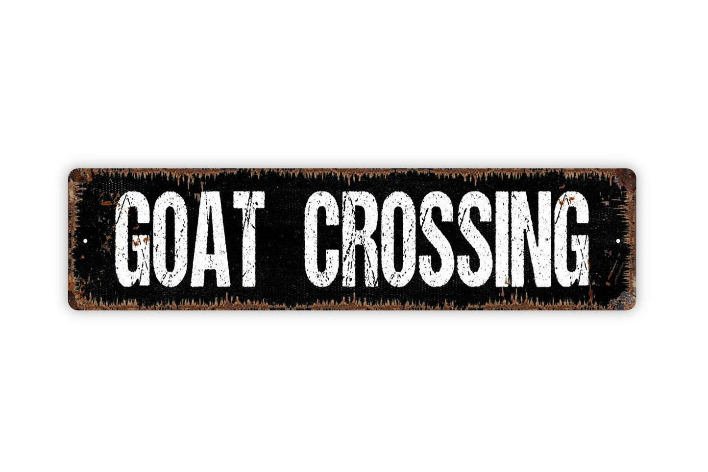 Goat Crossing Sign - Vinyl Sticker Or  Metal Street Sign or Door Name Plate Plaque