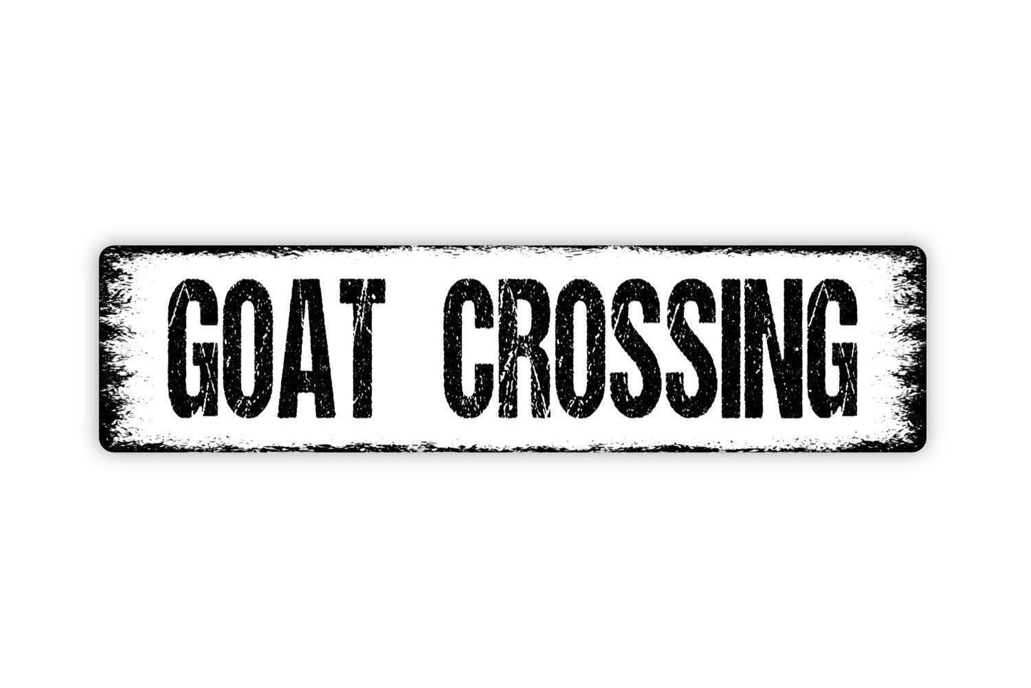 Goat Crossing Sign - Vinyl Sticker Or  Metal Street Sign or Door Name Plate Plaque