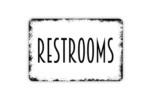 Restrooms Sig - Bathroom Metal Indoor or Outdoor Wall Art