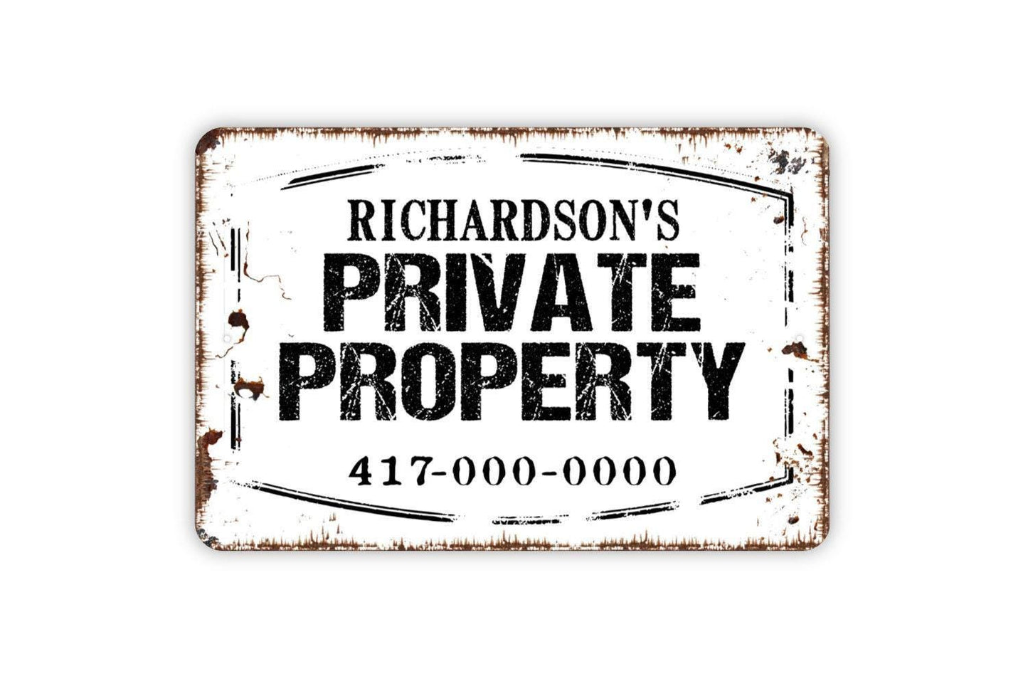 Personalized Private Property - Custom No Trespassing Phone Number Owner Permission Metal Wall Art Indoor Or Outdoor