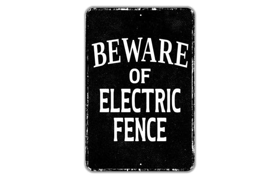 Beware of Electric Fence Sign Metal Wall Art or Vinyl Sticker for Farm, Ranch, Yard, Garden, Livestock Safety, Outdoor Warning Property Sign