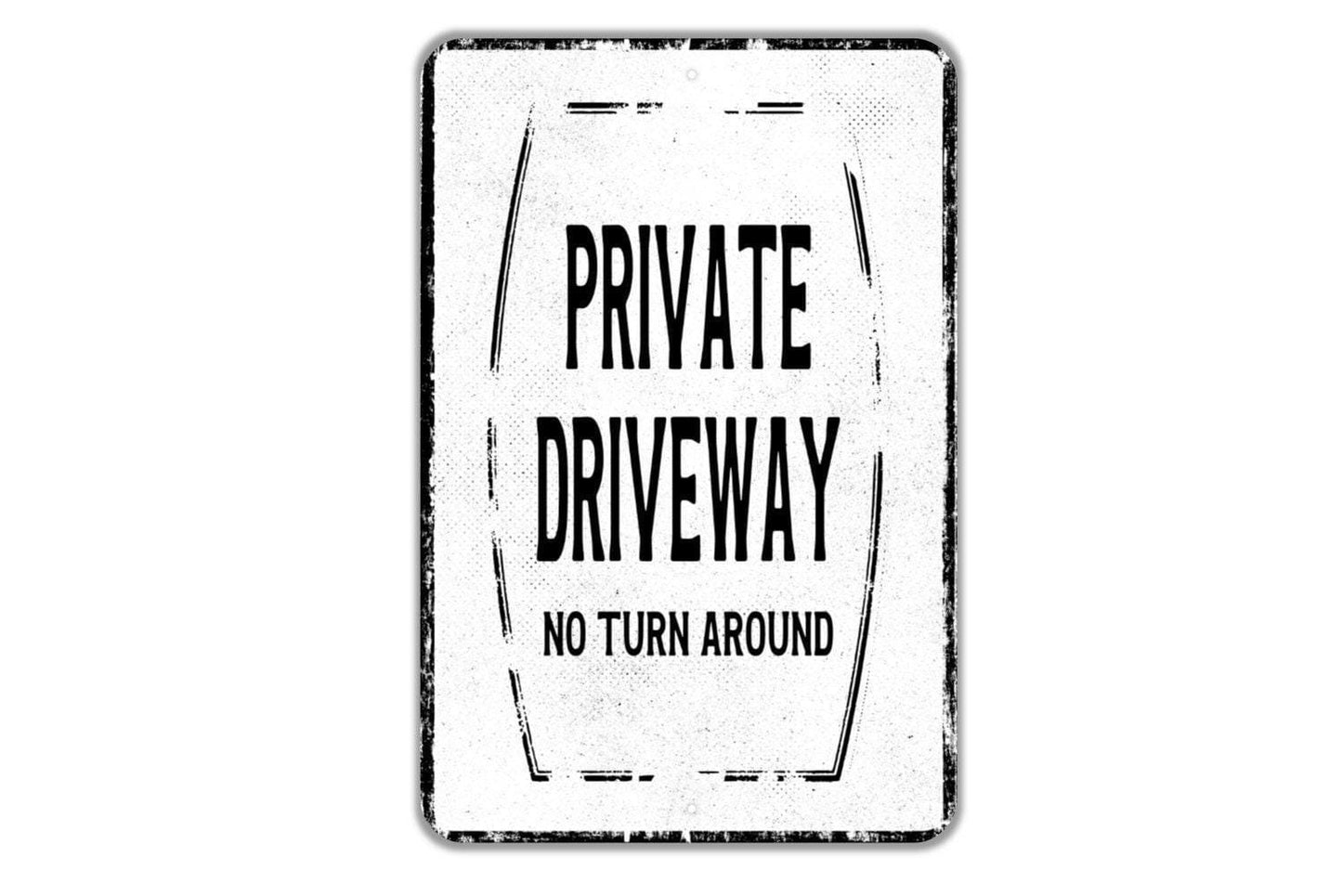 Private Driveway No Turn Around Sign | Property Warning Metal Sign or Vinyl Sticker | Driveway, Road, Parking, Home, Business Safety Decal