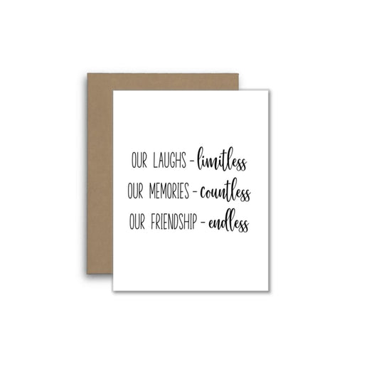 Endless Friendship Card Limitless Laughs Memories